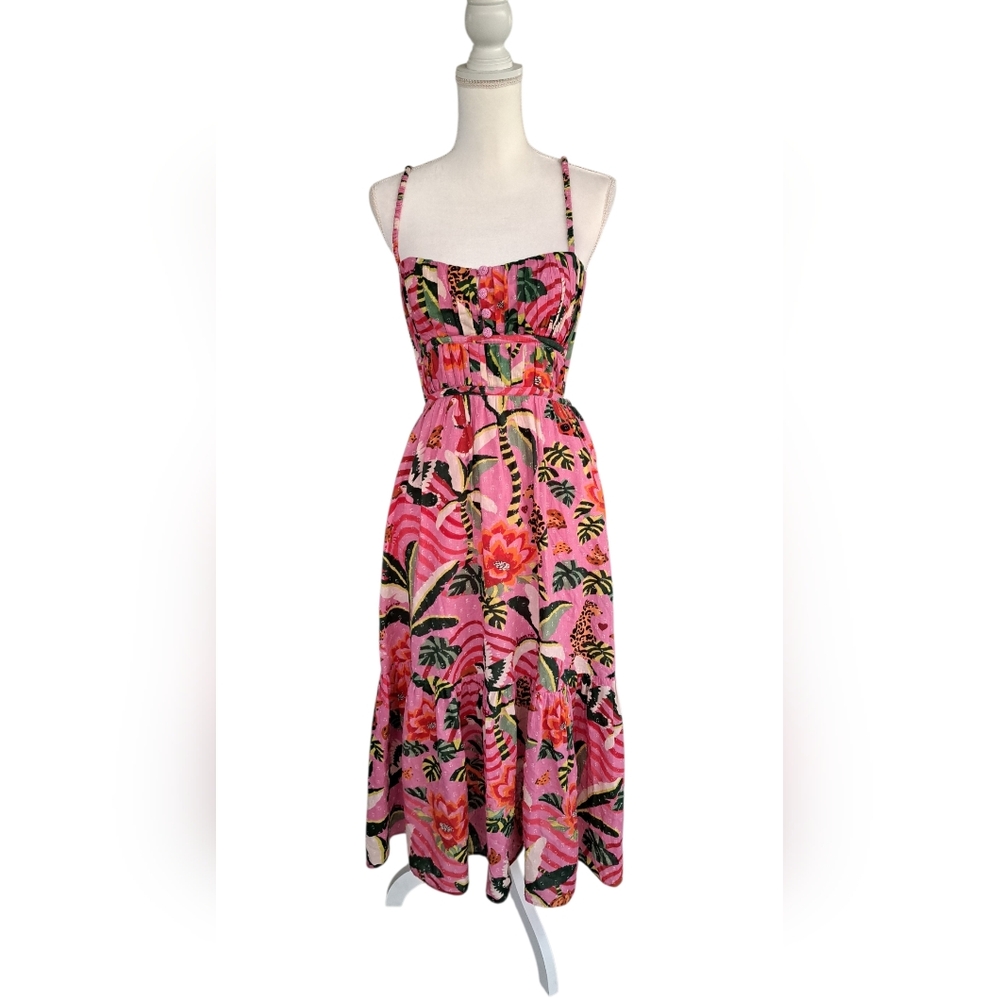 FARM Rio Pink Floral Midi Dress - Picture 4 of 10
